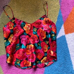 Silk low set of the shoulders and back top